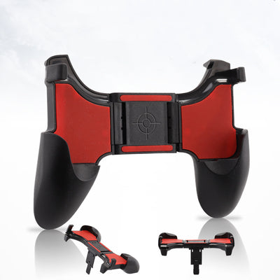 Black and red foldable game handle for mobile phones, shown extended and folded, with ergonomic grips. - Image 3