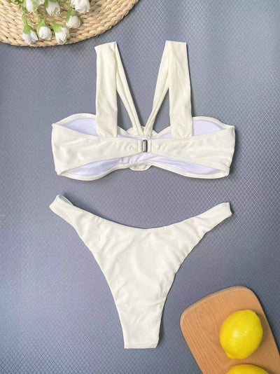 Cream ruched swim skirt for women, featuring a 3D flower embellishment at the bottom hem. - Image 33