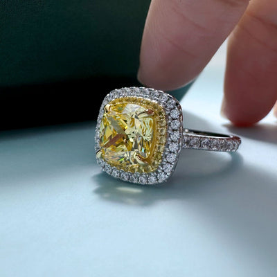 Anillo de Diamante Amarillo Artificial Diseño Minimalista - Image 13