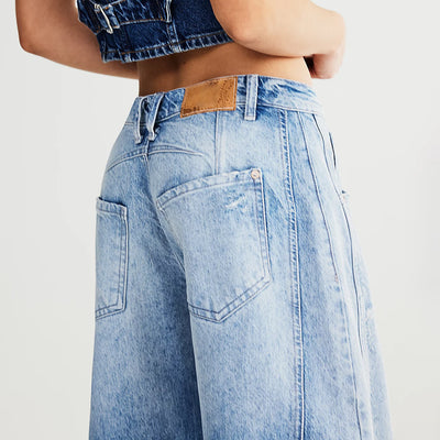 Pantalón Vaquero Mujer Retro Desgastado Azul Hip Hop - Image 9