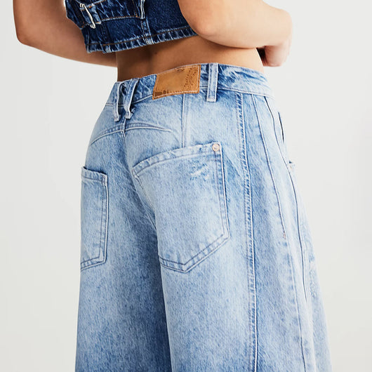 Pantalón Vaquero Mujer Retro Desgastado Azul Hip Hop - Image 9