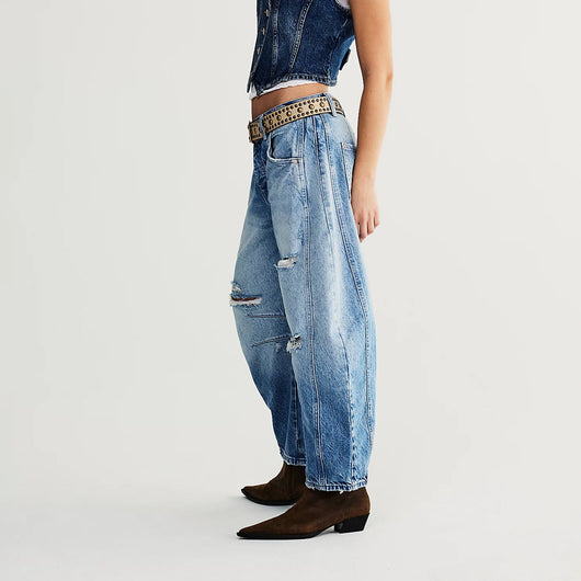 Pantalón Vaquero Mujer Retro Desgastado Azul Hip Hop - Image 14