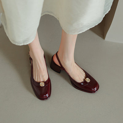 Sandalias Slingback con Tacón Grueso y Puntera Reforzada en Cuero - Image 42