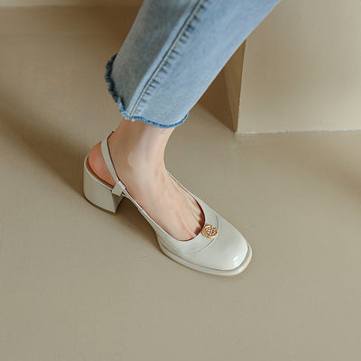 Sandalias Slingback con Tacón Grueso y Puntera Reforzada en Cuero - Image 48