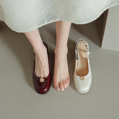 Sandalias Slingback con Tacón Grueso y Puntera Reforzada en Cuero - Image 50