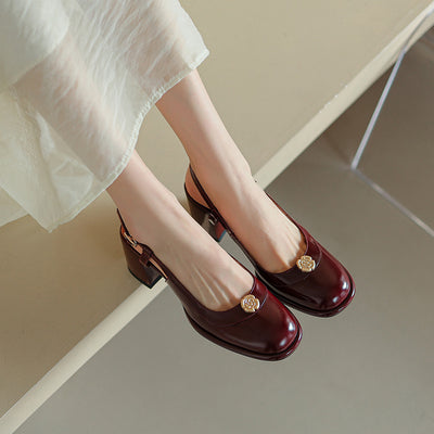 Sandalias Slingback con Tacón Grueso y Puntera Reforzada en Cuero - Image 54