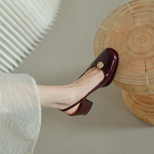 Sandalias Slingback con Tacón Grueso y Puntera Reforzada en Cuero - Image 58
