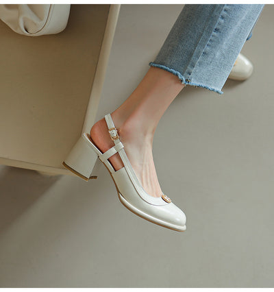 Sandalias Slingback con Tacón Grueso y Puntera Reforzada en Cuero - Image 61