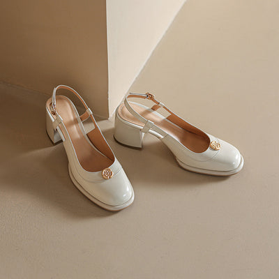 Sandalias Slingback con Tacón Grueso y Puntera Reforzada en Cuero - Image 68