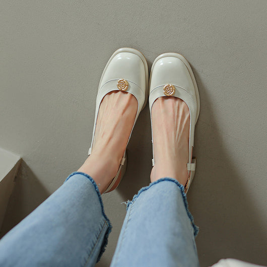 Sandalias Slingback con Tacón Grueso y Puntera Reforzada en Cuero - Image 69