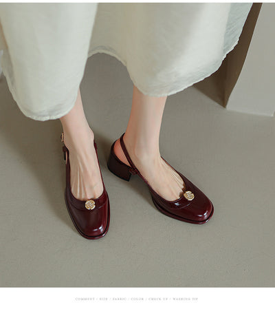 Sandalias Slingback con Tacón Grueso y Puntera Reforzada en Cuero - Image 70