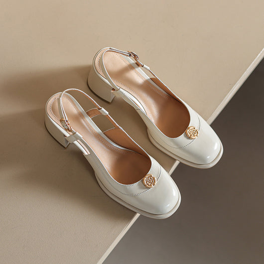Sandalias Slingback con Tacón Grueso y Puntera Reforzada en Cuero - Image 71