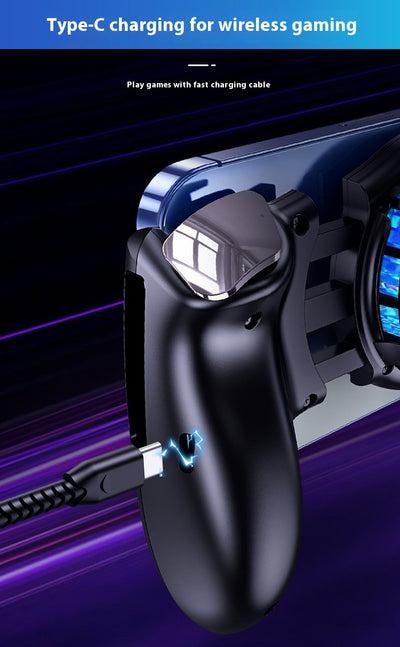 Black and white mobile phone game controller with semiconductor refrigeration, joysticks, D-pad, and action buttons. - Image 26