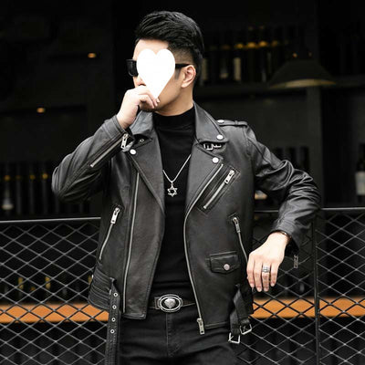 Chaqueta de Cuero de Borrego para Hombre con Solapa Clásica - Image 8