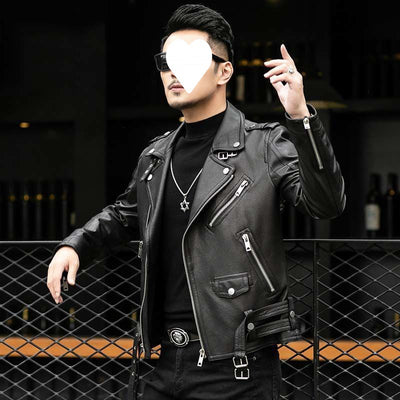 Chaqueta de Cuero de Borrego para Hombre con Solapa Clásica - Image 10