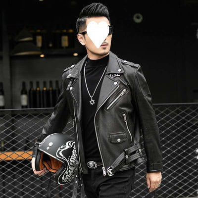 Chaqueta de Cuero de Borrego para Hombre con Solapa Clásica - Image 11