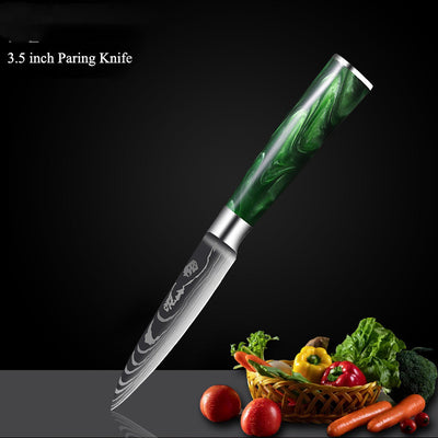 Cuchillo Damasco con Mango de Resina Verde y Grabado Láser - Image 24