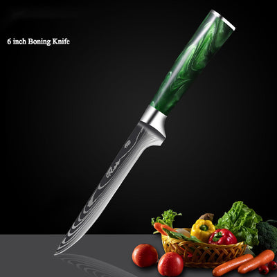 Cuchillo Damasco con Mango de Resina Verde y Grabado Láser - Image 26