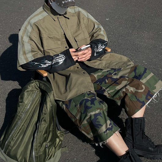 Pantalones Cortos Camuflaje Multipieza con Costuras Perfiladas - Image 15