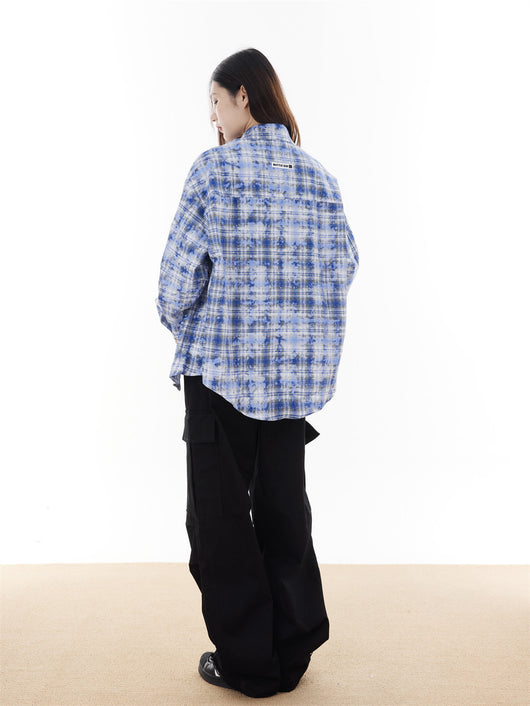 Camisa Suelta a Cuadros de Manga Larga para Hombre - Image 34