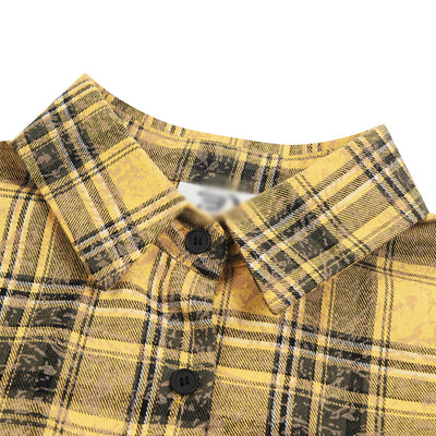 Camisa Suelta a Cuadros de Manga Larga para Hombre - Image 40