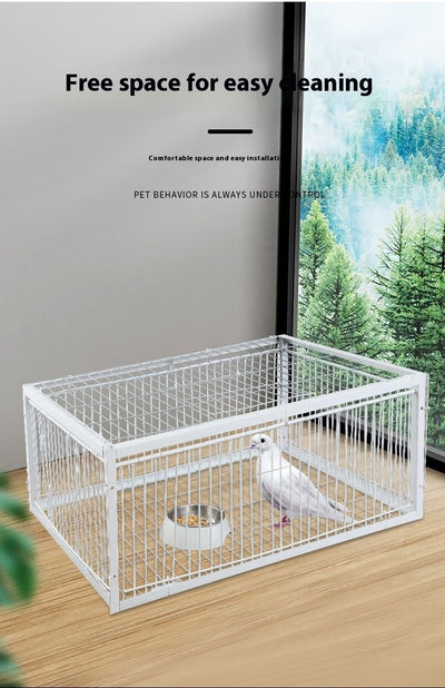 White wire pigeon cage with two side entrances and a skylight, measuring 60x40x26 cm with 2cm wire spacing. - Image 31