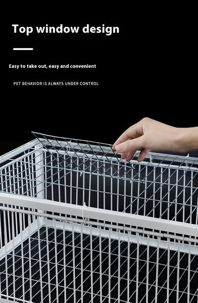 White wire pigeon cage with two side entrances and a skylight, measuring 60x40x26 cm with 2cm wire spacing. - Image 32