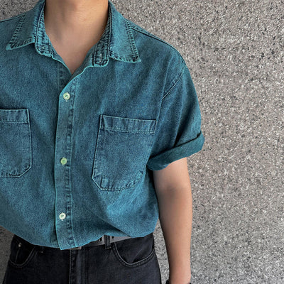 Camisa Vaquera Retro de Manga Corta para Hombre - Image 16