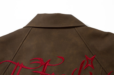 Chaqueta de Cuero Suelta con Bordado Gótico - Image 24