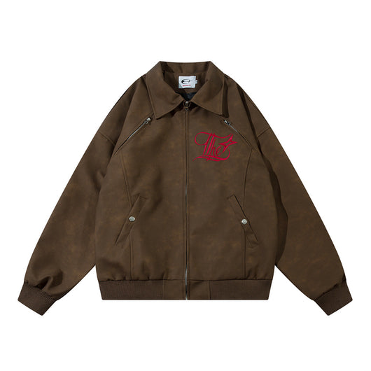 Chaqueta de Cuero Suelta con Bordado Gótico - Image 27