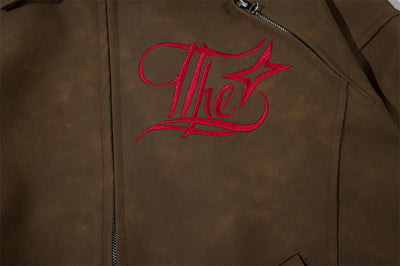 Chaqueta de Cuero Suelta con Bordado Gótico - Image 38