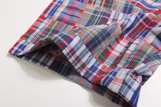 Camisa Cuadros Suelta Manga Corta para Hombre - Image 23