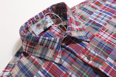 Camisa Cuadros Suelta Manga Corta para Hombre - Image 27