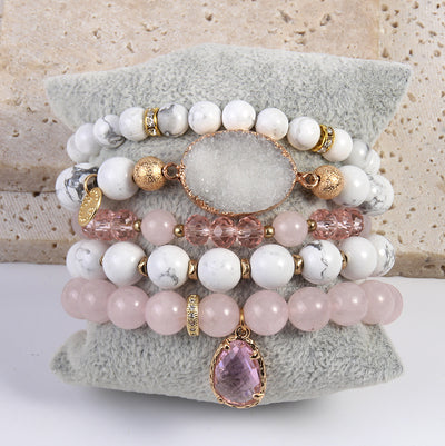 Pulsera de Cristal Natural Rosa con Agrupación de Cuarzo - Image 23