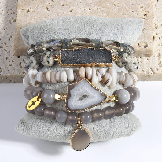 Pulsera de Cristal Natural Rosa con Agrupación de Cuarzo - Image 26