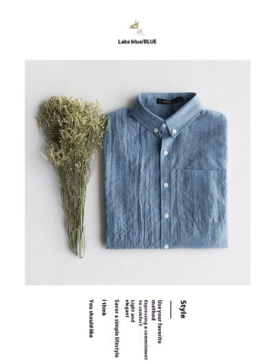Camisa de Lino y Algodón para Hombre Manga Larga Casual Ligera - Image 14