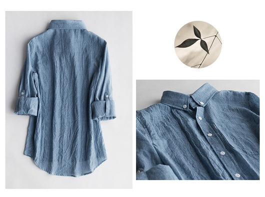 Camisa de Lino y Algodón para Hombre Manga Larga Casual Ligera - Image 15