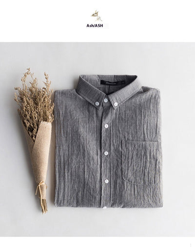 Camisa de Lino y Algodón para Hombre Manga Larga Casual Ligera - Image 16
