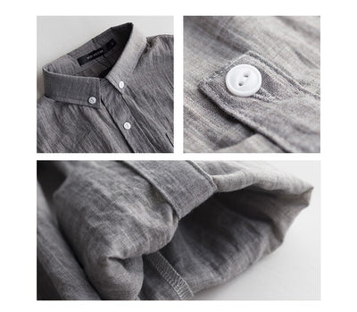 Camisa de Lino y Algodón para Hombre Manga Larga Casual Ligera - Image 18