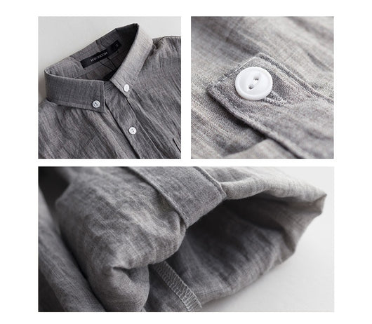 Camisa de Lino y Algodón para Hombre Manga Larga Casual Ligera - Image 18