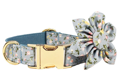 Collar Floral Azul de Algodón Poliéster para Mascotas - Image 32