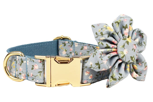 Collar Floral Azul de Algodón Poliéster para Mascotas - Image 32
