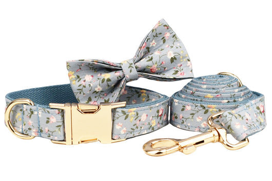 Collar Floral Azul de Algodón Poliéster para Mascotas - Image 37