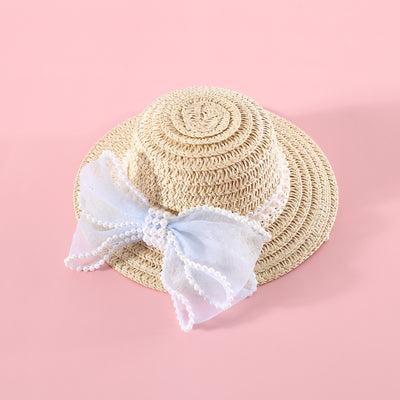 Sombrero de Paja Tejido para Gatos con Moño de Perlas - Image 16