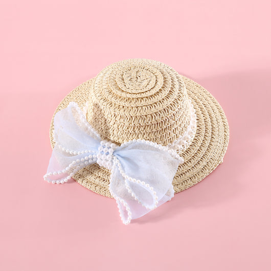 Sombrero de Paja Tejido para Gatos con Moño de Perlas - Image 16