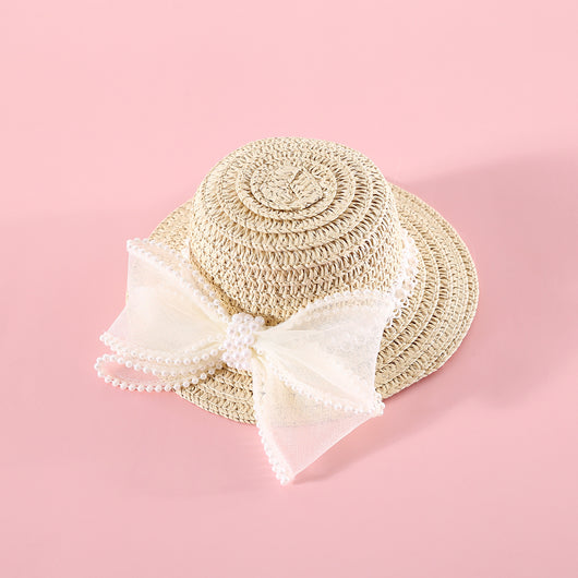 Sombrero de Paja Tejido para Gatos con Moño de Perlas - Image 21