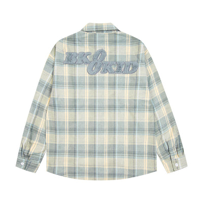 Camisa Cuadros Suelta de Manga Larga Unisex - Image 46