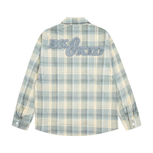 Camisa Cuadros Suelta de Manga Larga Unisex - Image 46