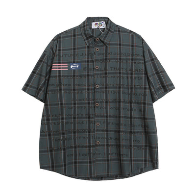 Camisa Cuadriculada Suelta Manga Corta para Hombre - Image 19