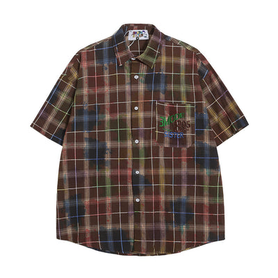Camisa Manga Corta Tie Dye Cuadros para Hombre - Image 19